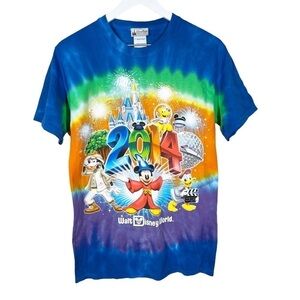 Walt Disney World 2014 Multicolor Tie Dye Tee Shirt Adult Size Small